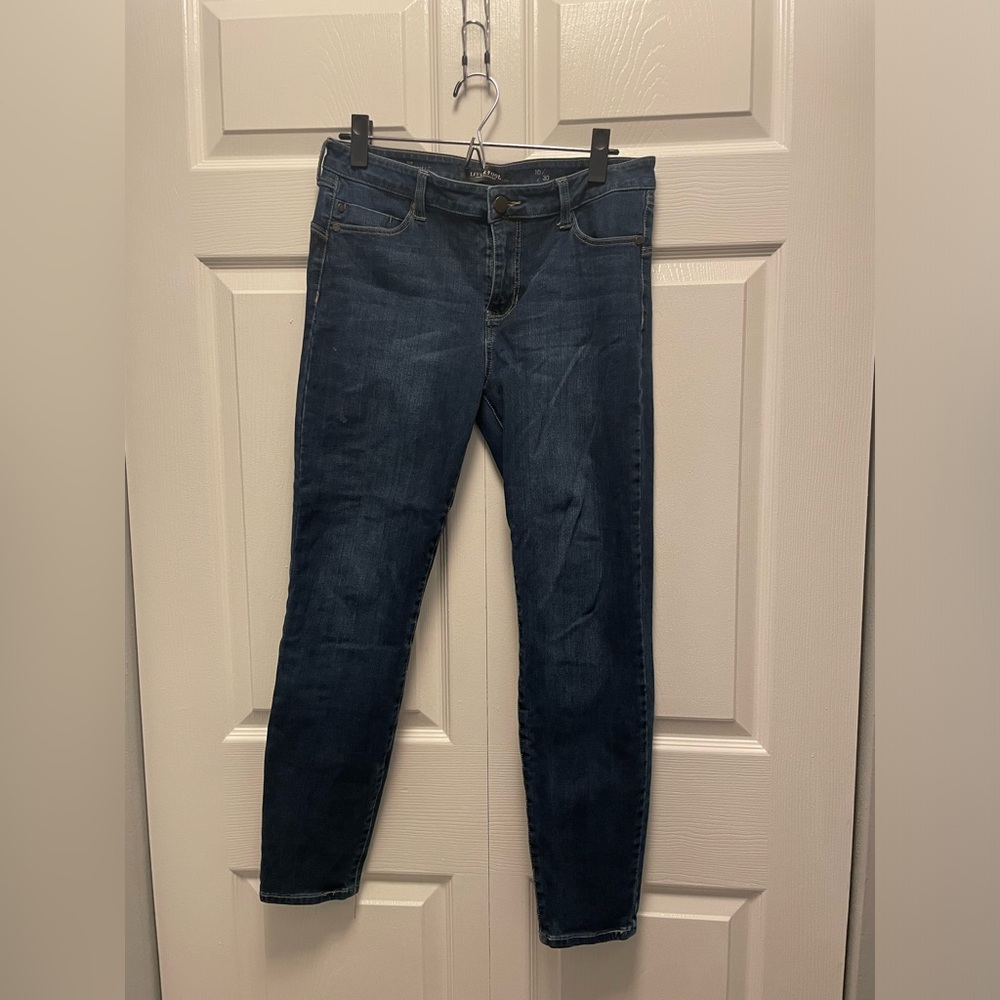Liverpool Hugger womens ankle skinny jeans size 10 stretch dark wash mid rise